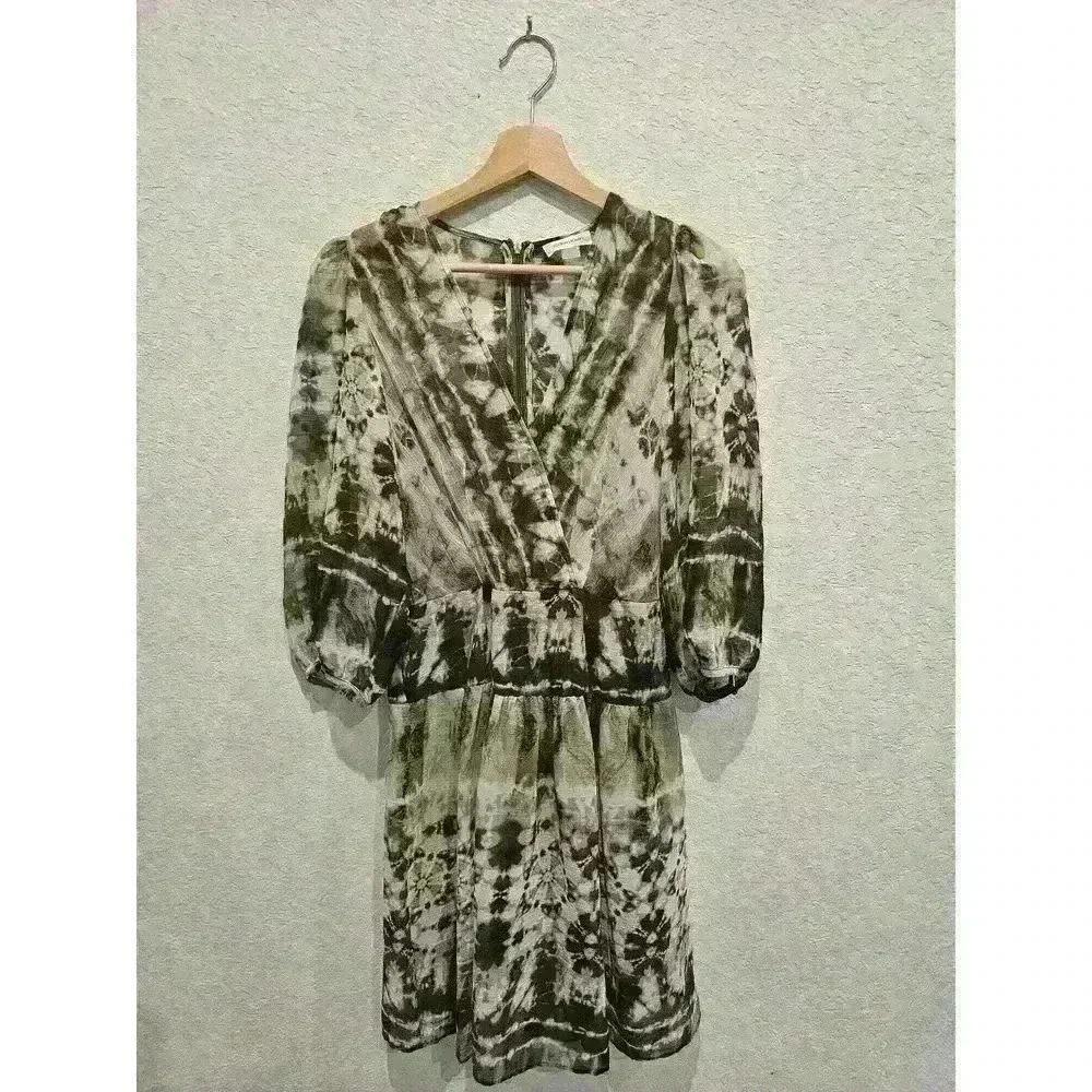 CALVIN KLEINTie-Dyed Maxi Dress. Size 2 Olive Green Tie Dye Fit & Flare Dress. - Picture 2 of 8